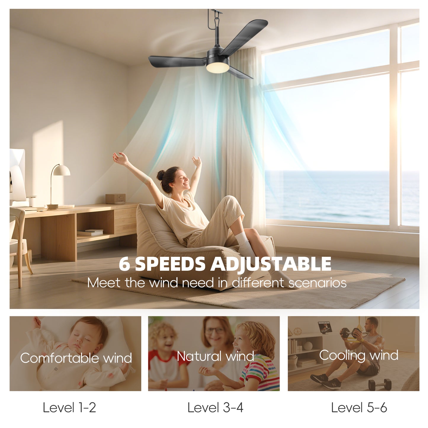 28 inch Plug-in Ceiling Fan Light with16.5ft long cord, Gazebo fan light Dimmable 3CCT LED,Reversible,Portable Hook Design for Bedroom Garage Tent Porch Kitchen patio