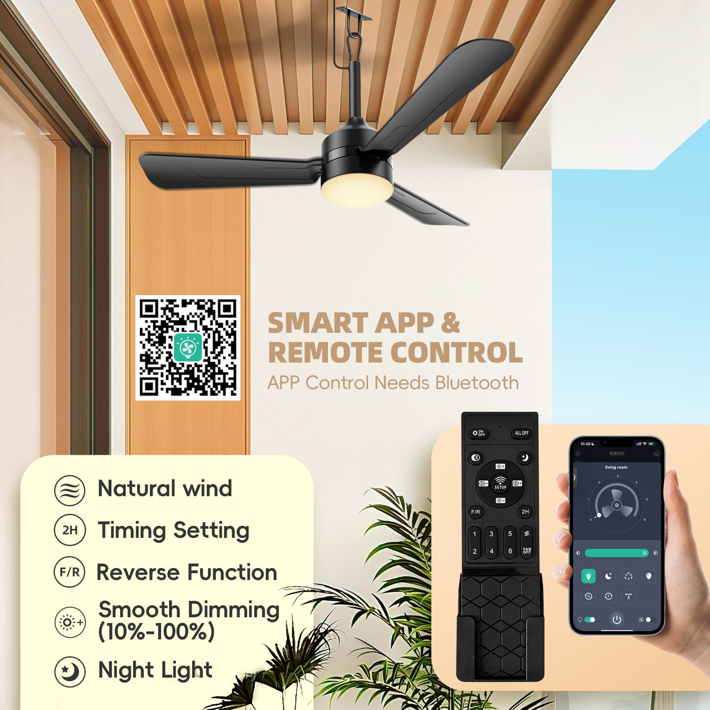 28 inch Plug-in Ceiling Fan Light with16.5ft long cord, Gazebo fan light Dimmable 3CCT LED,Reversible,Portable Hook Design for Bedroom Garage Tent Porch Kitchen patio